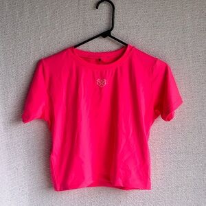 Pink Soda Sport shirt women medium crop top heart